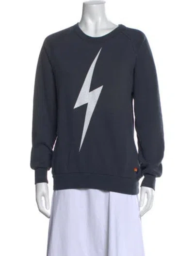 Pre-owned Aviator Nation Graphic Print Crew Neck Sweatshirt In Blue