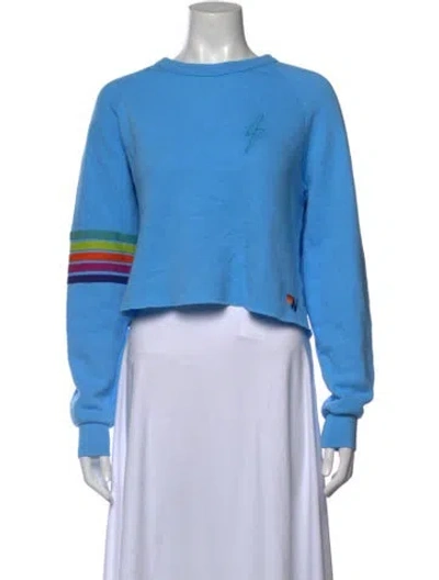 Pre-owned Aviator Nation Graphic Print Crew Neck Sweatshirt In Blue