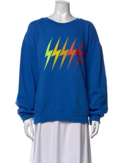 Pre-owned Aviator Nation Graphic Print Crew Neck Sweatshirt In Blue