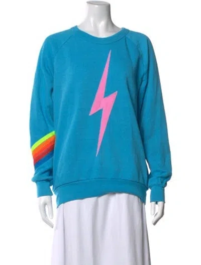 Pre-owned Aviator Nation Graphic Print Crew Neck Sweatshirt In Blue