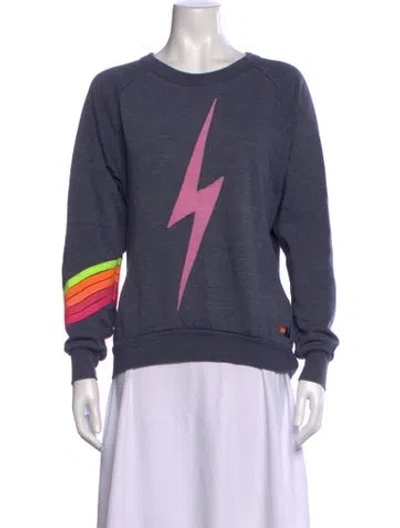 Pre-owned Aviator Nation Graphic Print Crew Neck Sweatshirt In Blue