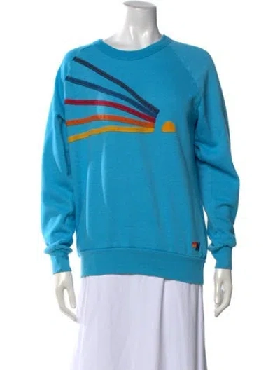 Pre-owned Aviator Nation Graphic Print Crew Neck Sweatshirt In Blue
