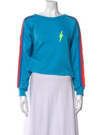 Pre-owned Aviator Nation Graphic Print Crew Neck Sweatshirt In Blue