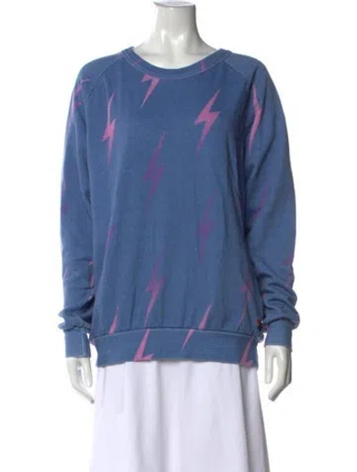 Pre-owned Aviator Nation Graphic Print Crew Neck Sweatshirt In Blue