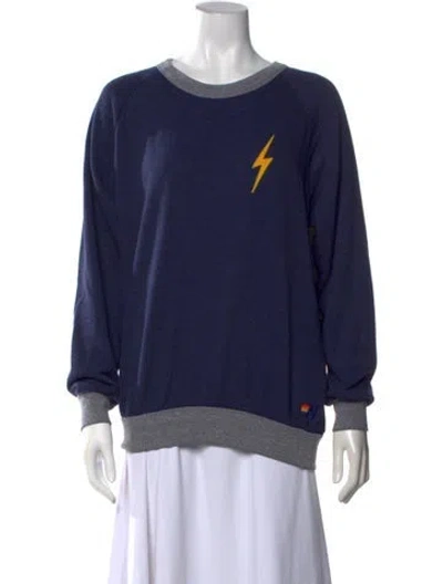 Pre-owned Aviator Nation Graphic Print Crew Neck Sweatshirt In Blue