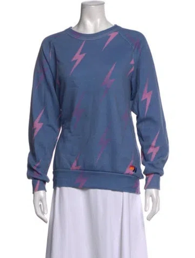 Pre-owned Aviator Nation Graphic Print Crew Neck Sweatshirt In Blue