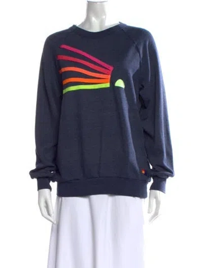Pre-owned Aviator Nation Graphic Print Crew Neck Sweatshirt In Blue