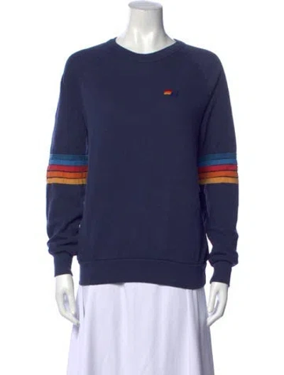 Pre-owned Aviator Nation Graphic Print Crew Neck Sweatshirt In Blue
