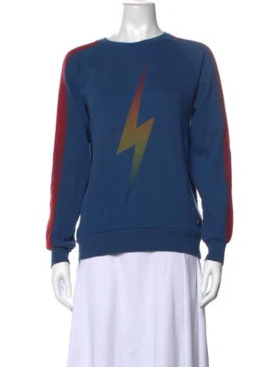 Pre-owned Aviator Nation Graphic Print Crew Neck Sweatshirt In Blue