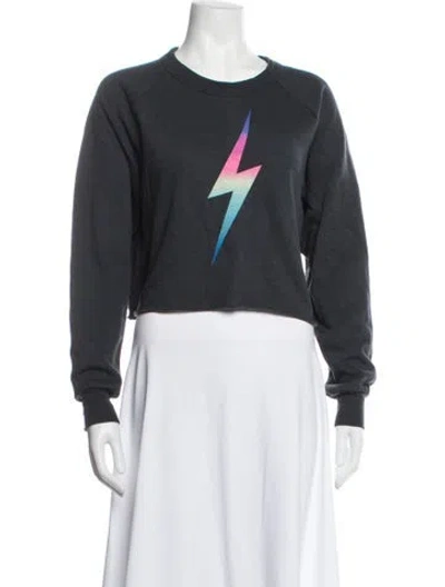 Pre-owned Aviator Nation Graphic Print Crew Neck Sweatshirt In Blue