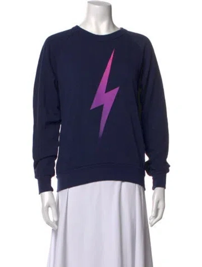 Pre-owned Aviator Nation Graphic Print Crew Neck Sweatshirt In Blue