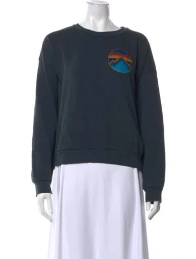 Pre-owned Aviator Nation Graphic Print Crew Neck Sweatshirt In Blue