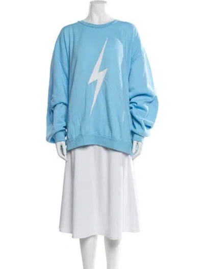 Pre-owned Aviator Nation Graphic Print Crew Neck Sweatshirt In Blue