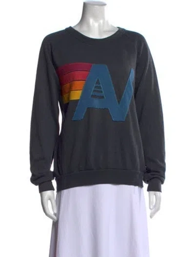 Pre-owned Aviator Nation Graphic Print Crew Neck Sweatshirt In Blue