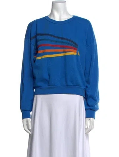 Pre-owned Aviator Nation Graphic Print Crew Neck Sweatshirt In Blue