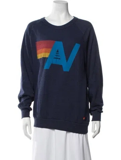 Pre-owned Aviator Nation Graphic Print Crew Neck Sweatshirt In Blue