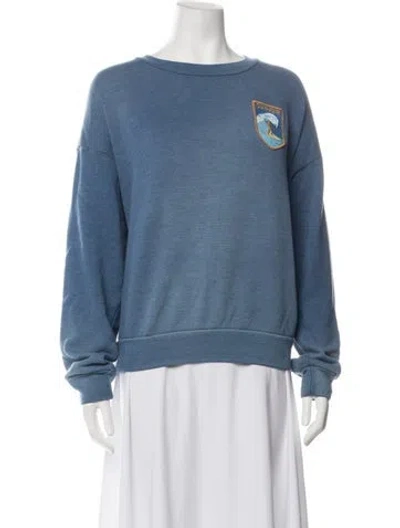 Pre-owned Aviator Nation Graphic Print Crew Neck Sweatshirt In Blue