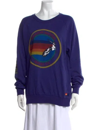 Pre-owned Aviator Nation Graphic Print Crew Neck Sweatshirt In Blue