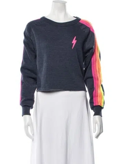 Pre-owned Aviator Nation Graphic Print Crew Neck Sweatshirt In Blue