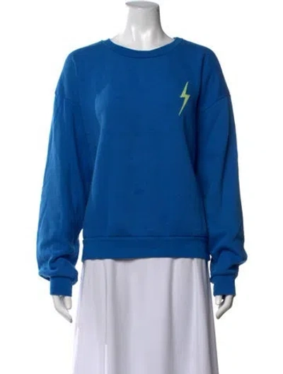 Pre-owned Aviator Nation Graphic Print Crew Neck Sweatshirt In Blue