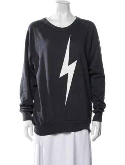 Pre-owned Aviator Nation Graphic Print Crew Neck Sweatshirt In Blue