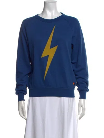Pre-owned Aviator Nation Graphic Print Crew Neck Sweatshirt In Blue