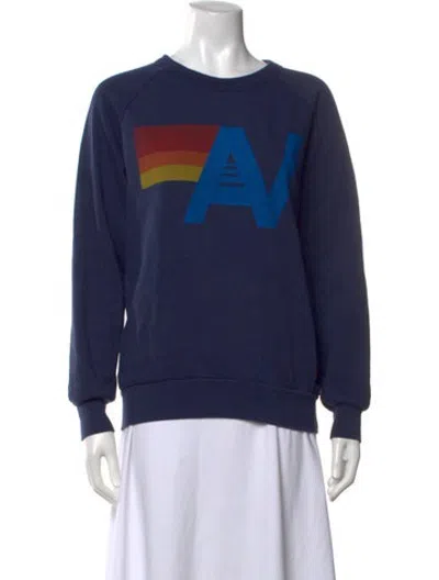 Pre-owned Aviator Nation Graphic Print Crew Neck Sweatshirt In Blue