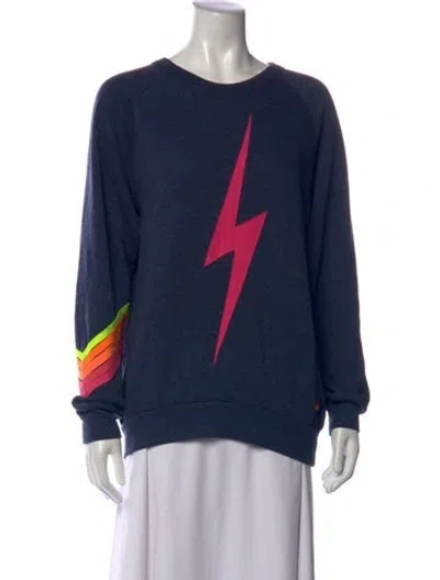 Pre-owned Aviator Nation Graphic Print Crew Neck Sweatshirt In Blue/grey