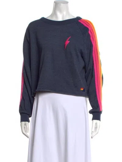 Pre-owned Aviator Nation Graphic Print Crew Neck Sweatshirt In Blue/orange/pink