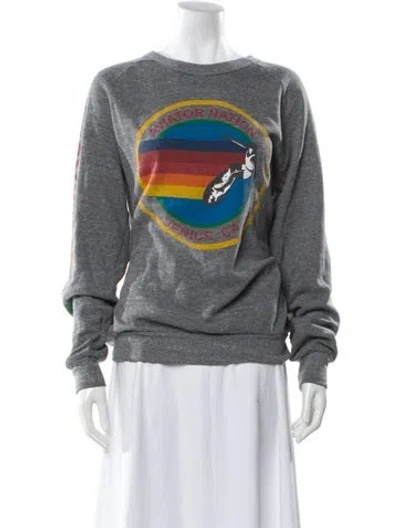 Pre-owned Aviator Nation Graphic Print Crew Neck Sweatshirt In Gray