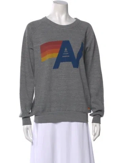 Pre-owned Aviator Nation Graphic Print Crew Neck Sweatshirt In Gray