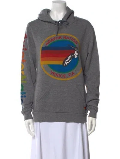 Pre-owned Aviator Nation Graphic Print Crew Neck Sweatshirt In Gray
