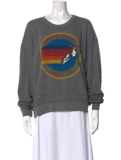 Pre-owned Aviator Nation Graphic Print Crew Neck Sweatshirt In Gray