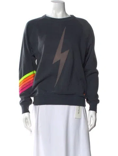 Pre-owned Aviator Nation Graphic Print Crew Neck Sweatshirt In Gray