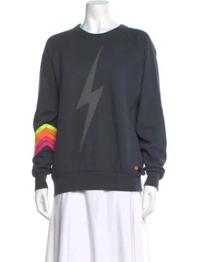 Pre-owned Aviator Nation Graphic Print Crew Neck Sweatshirt In Gray