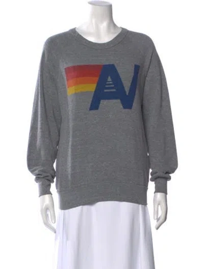 Pre-owned Aviator Nation Graphic Print Crew Neck Sweatshirt In Gray
