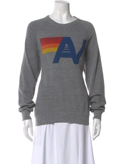 Pre-owned Aviator Nation Graphic Print Crew Neck Sweatshirt In Gray