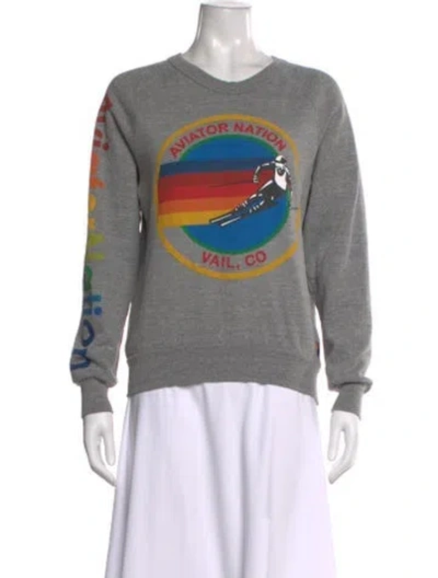 Pre-owned Aviator Nation Graphic Print Crew Neck Sweatshirt In Gray