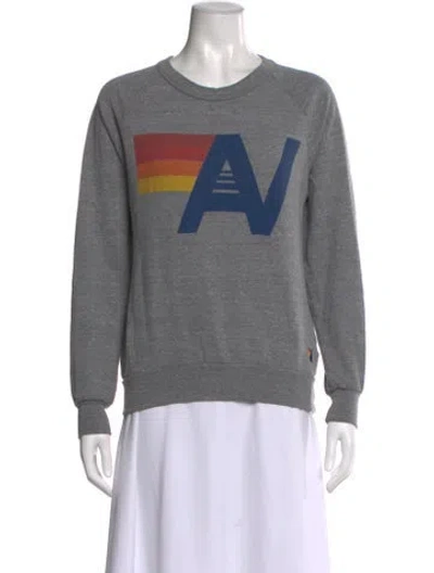 Pre-owned Aviator Nation Graphic Print Crew Neck Sweatshirt In Gray