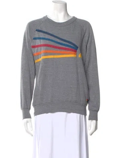 Pre-owned Aviator Nation Graphic Print Crew Neck Sweatshirt In Gray