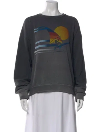 Pre-owned Aviator Nation Graphic Print Crew Neck Sweatshirt In Gray