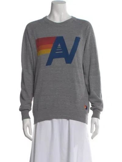 Pre-owned Aviator Nation Graphic Print Crew Neck Sweatshirt In Gray