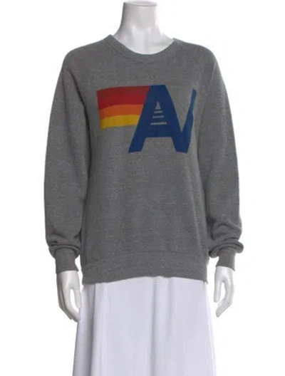 Pre-owned Aviator Nation Graphic Print Crew Neck Sweatshirt In Gray