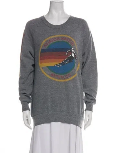Pre-owned Aviator Nation Graphic Print Crew Neck Sweatshirt In Gray