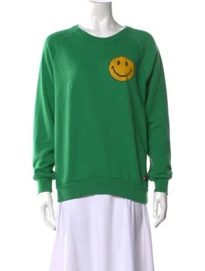 Pre-owned Aviator Nation Graphic Print Crew Neck Sweatshirt In Green