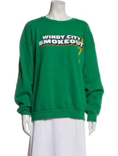 Pre-owned Aviator Nation Graphic Print Crew Neck Sweatshirt In Green