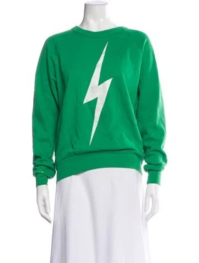 Pre-owned Aviator Nation Graphic Print Crew Neck Sweatshirt In Green