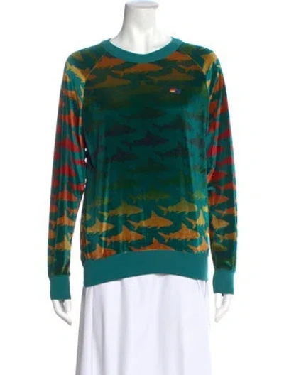 Pre-owned Aviator Nation Graphic Print Crew Neck Sweatshirt In Green