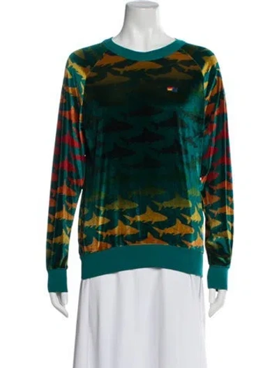 Pre-owned Aviator Nation Graphic Print Crew Neck Sweatshirt In Green