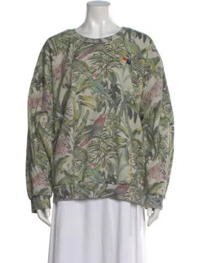 Pre-owned Aviator Nation Graphic Print Crew Neck Sweatshirt In Green